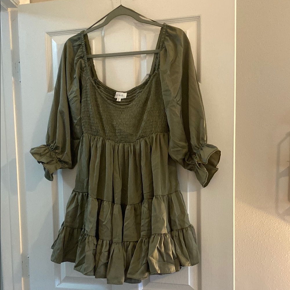 Olive Green Women's Satin Dress